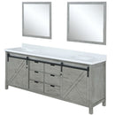 Lexora Marsyas 80" W x 22" D Ash Grey Double Bath Vanity Marble Countertop and 30" Mirrors