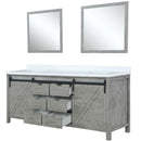 Lexora Marsyas 80" W x 22" D Ash Grey Double Bath Vanity Marble Countertop and 30" Mirrors