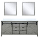 Lexora Marsyas 80" W x 22" D Ash Grey Double Bath Vanity Marble Countertop and 30" Mirrors