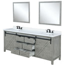 Lexora Marsyas 80" W x 22" D Ash Grey Double Bath Vanity Marble Countertop with Faucet Set and 30" Mirrors