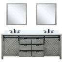 Lexora Marsyas 80" W x 22" D Ash Grey Double Bath Vanity Marble Countertop with Faucet Set and 30" Mirrors