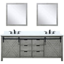 Lexora Marsyas 80" W x 22" D Ash Grey Double Bath Vanity Marble Countertop with Faucet Set and 30" Mirrors