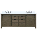 Lexora Marsyas 80" W x 22" D Rustic Brown Double Bath Vanity Marble Countertop and Faucet Set