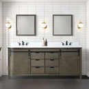 Lexora Marsyas 80" W x 22" D Rustic Brown Double Bath Vanity Marble Countertop and Faucet Set