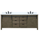 Lexora Marsyas 80" W x 22" D Rustic Brown Double Bath Vanity Marble Countertop and Faucet Set