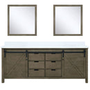 Lexora Marsyas 80" W x 22" D Rustic Brown Double Bath Vanity Marble Countertop and 30" Mirrors