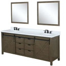 Lexora Marsyas 80" W x 22" D Rustic Brown Double Bath Vanity Marble Countertop with Faucet Set and 30" Mirrors