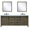 Lexora Marsyas 80" W x 22" D Rustic Brown Double Bath Vanity Marble Countertop with Faucet Set and 30" Mirrors