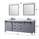 Lexora Marsyas 84" W x 22" D Dark Grey Double Bath Vanity Carrara Marble Countertop and Faucet Set