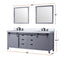 Lexora Marsyas 84" W x 22" D Dark Grey Double Bath Vanity Carrara Marble Countertop and Faucet Set