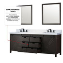 Lexora Marsyas 84" W x 22" D Brown Double Bath Vanity Marble Countertop