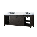 Lexora Marsyas 84" W x 22" D Brown Double Bath Vanity Marble Countertop and Faucet Set