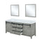 Lexora Marsyas 84 in W x 22 in D Ash Grey Double Bath Vanity with Marble Countertop and 34 in Mirrors