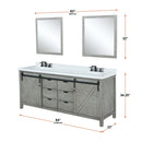 Lexora Marsyas 84 in W x 22 in D Ash Grey Double Bath Vanity with Marble Countertop and 34 in Mirrors