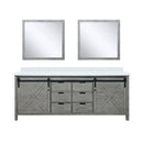 Lexora Marsyas 84 in W x 22 in D Ash Grey Double Bath Vanity with Marble Countertop and 34 in Mirrors