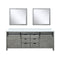 Lexora Marsyas 84 in W x 22 in D Ash Grey Double Bath Vanity with Marble Countertop and 34 in Mirrors