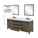 Lexora Marsyas 84" W x 22" D Rustic Brown Double Bath Vanity and Marble Countertop