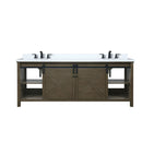 Lexora Marsyas 84" W x 22" D Rustic Brown Double Bath Vanity Marble Countertop and Faucet Set