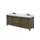 Lexora Marsyas 84" W x 22" D Rustic Brown Double Bath Vanity Marble Countertop and Faucet Set