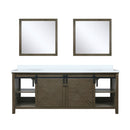 Lexora Marsyas 84 in W x 22 in D Rustic Brown Double Bath Vanity with Marble Countertop and 34 in Mirrors