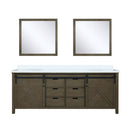 Lexora Marsyas 84 in W x 22 in D Rustic Brown Double Bath Vanity with Marble Countertop and 34 in Mirrors