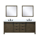 Lexora Marsyas 84 in W x 22 in D Rustic Brown Double Bath Vanity, Marble Countertop with Faucet Set and 34 in Mirrors