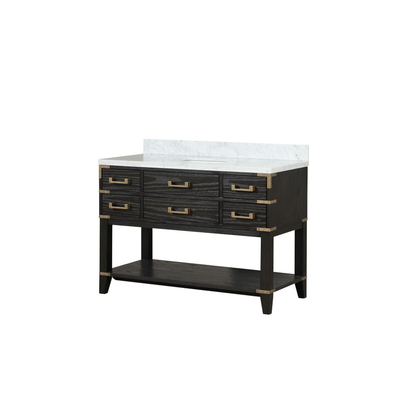 Lexora Norwalk 48 in W x 22 in D Single Bath Vanity and Carrara Marble Top