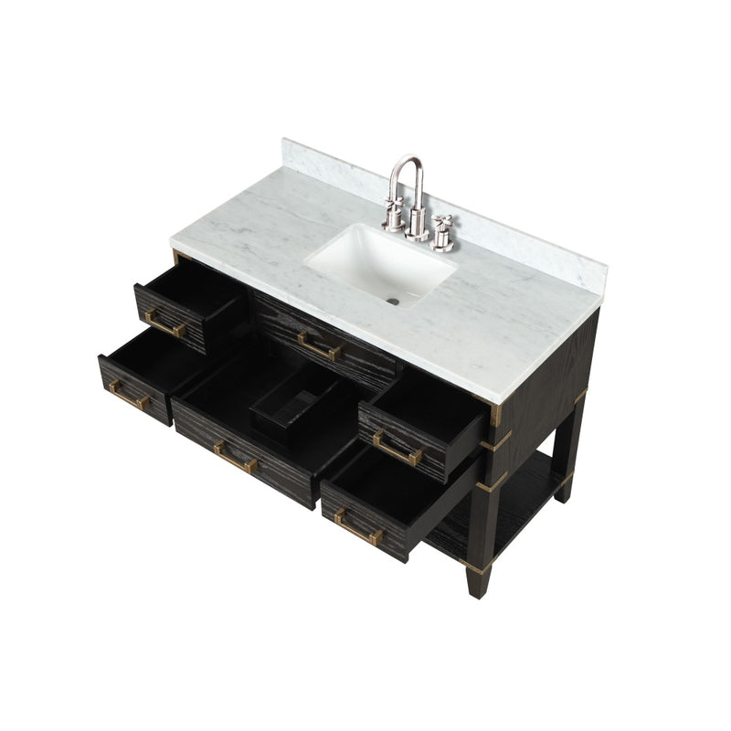 Lexora Norwalk 48 in W x 22 in D Single Bath Vanity with Carrara Marble Top and Faucet Set