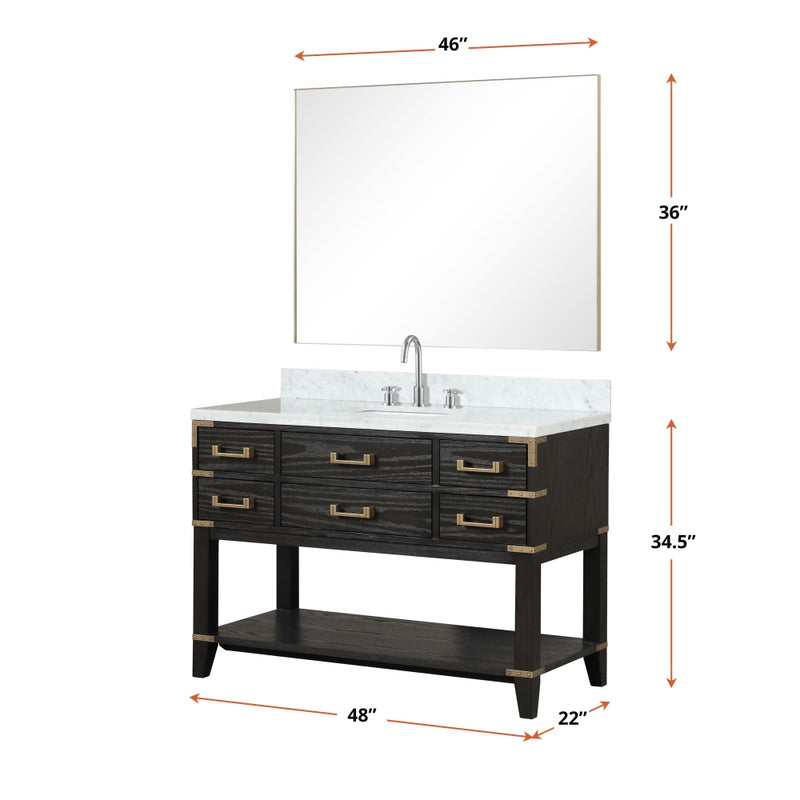 Lexora Norwalk 48 in W x 22 in D Single Bath Vanity with Carrara Marble Top and Faucet Set