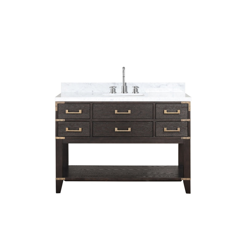 Lexora Norwalk 48 in W x 22 in D Single Bath Vanity with Carrara Marble Top and Faucet Set