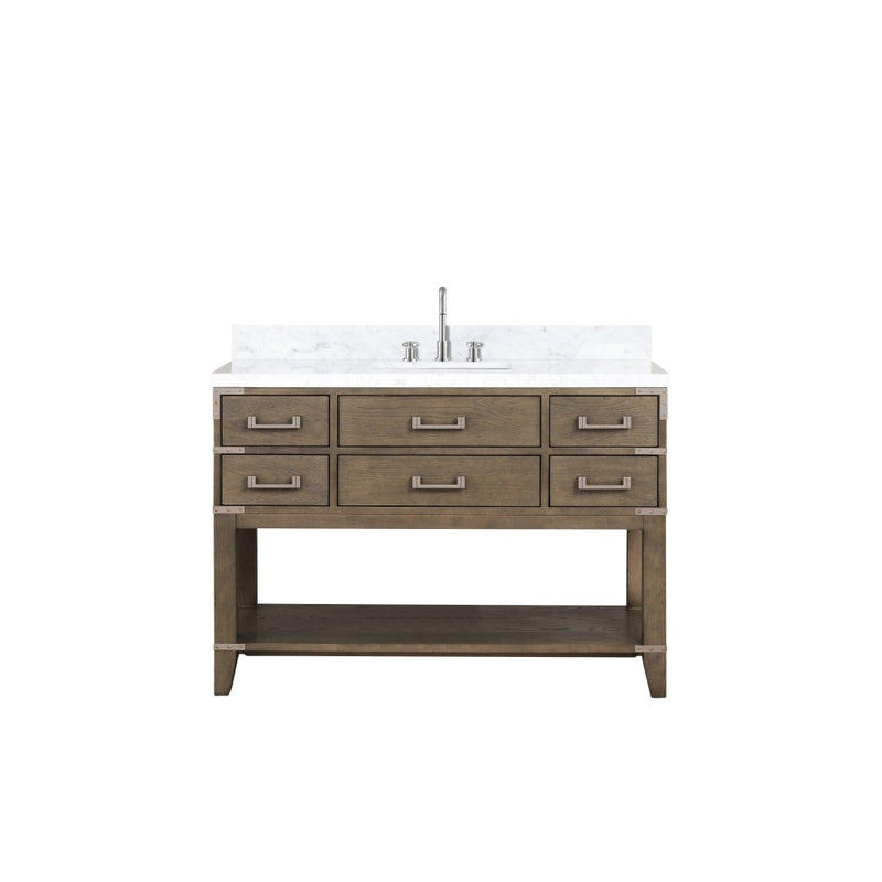 Lexora Norwalk 48 in W x 22 in D Single Bath Vanity with Carrara Marble Top and Faucet Set