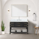 Lexora Norwalk 48 in W x 22 in D Single Bath Vanity with Carrara Marble Top Faucet Set and 46 in Mirror