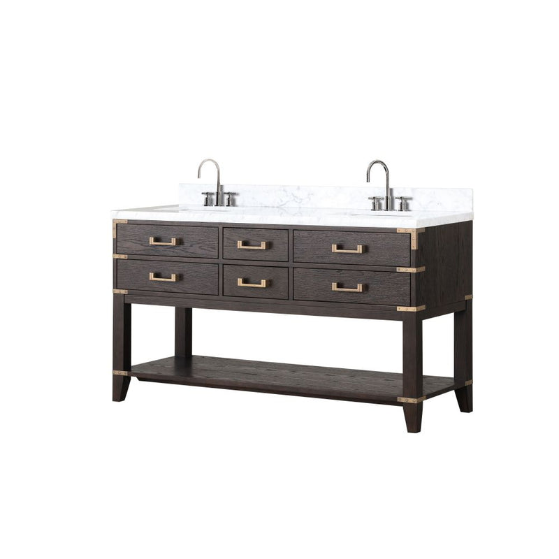 Lexora Norwalk 60 in W x 22 in D Double Bath Vanity with Carrara Marble Top and Faucet Set