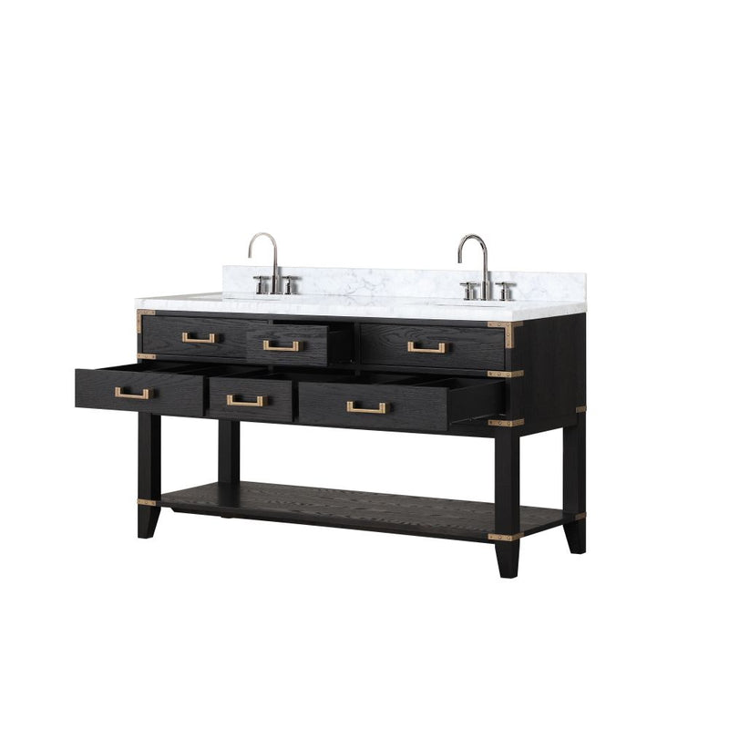 Lexora Norwalk 60 in W x 22 in D Double Bath Vanity with Carrara Marble Top and Faucet Set