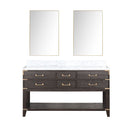 Lexora Norwalk 60 in W x 22 in D Double Bath Vanity with Carrara Marble Top and 28 in Mirrors