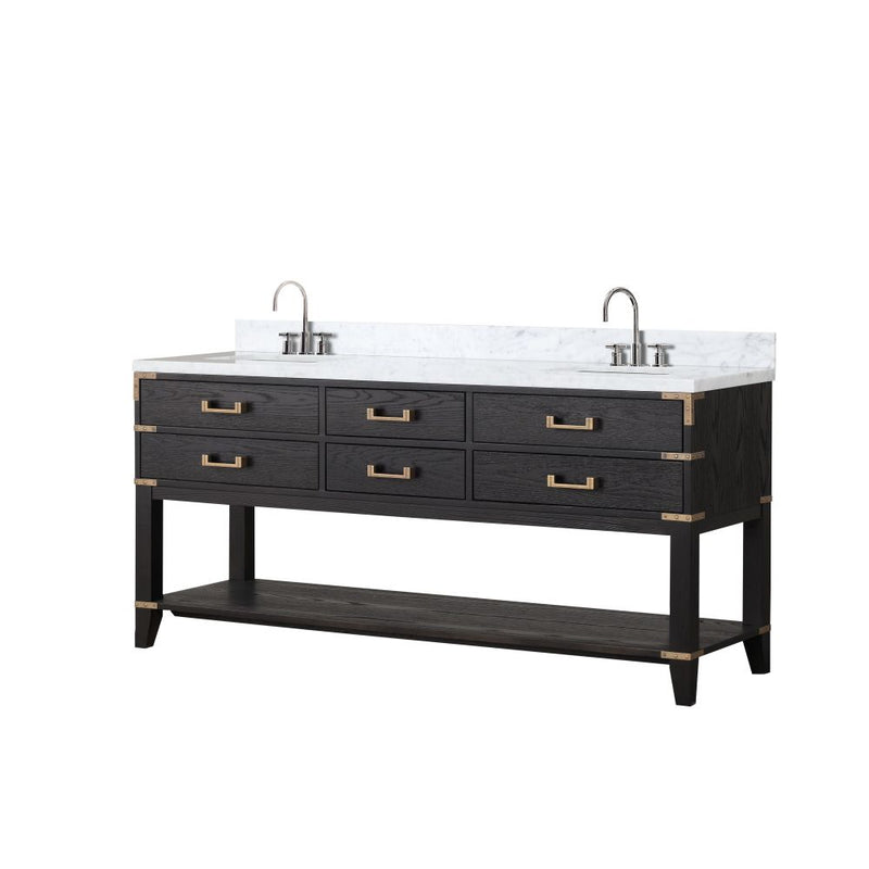 Lexora Norwalk 72 in W x 22 in D Double Bath Vanity with Carrara Marble Top and Faucet Set