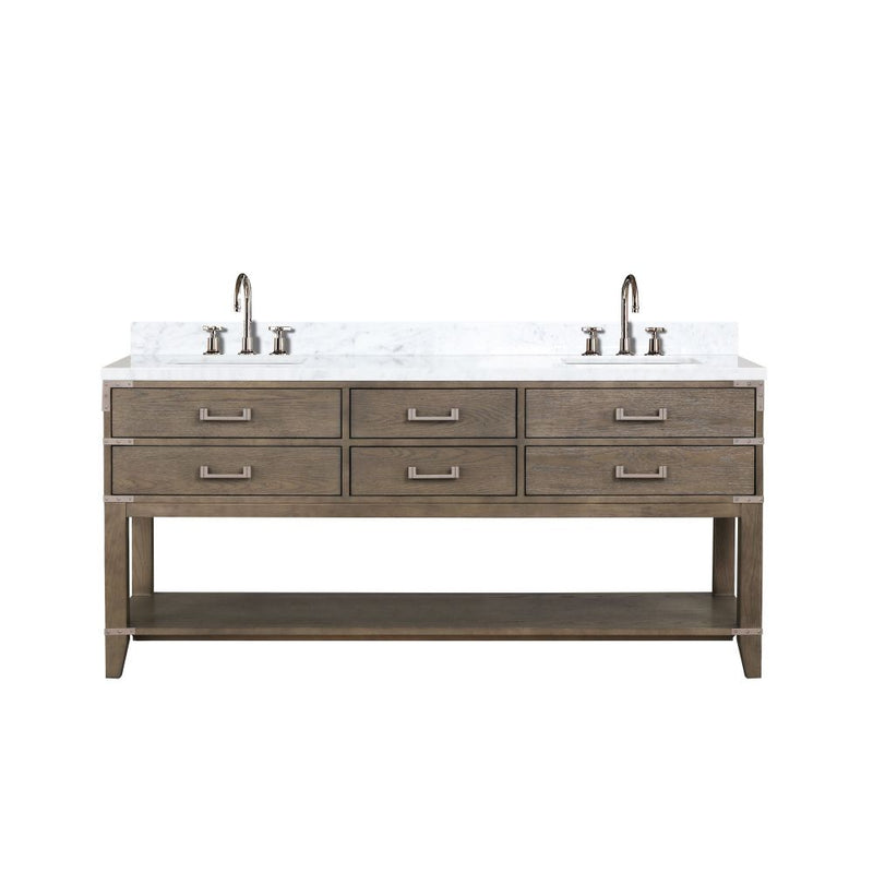 Lexora Norwalk 72 in W x 22 in D Double Bath Vanity with Carrara Marble Top and Faucet Set