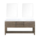 Lexora Norwalk 72 in W x 22 in D Double Bath Vanity with Carrara Marble Top and 34 in Mirrors