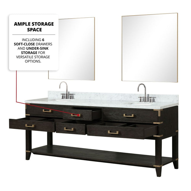 Lexora Norwalk 84 in W x 22 in D Double Bath Vanity and Carrara Marble Top