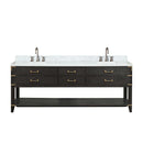 Lexora Norwalk 84 in W x 22 in D Double Bath Vanity with Carrara Marble Top and Faucet Set