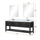 Lexora Norwalk 84 in W x 22 in D Double Bath Vanity with Carrara Marble Top and 36 in Mirrors