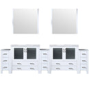 Lexora Volez 108" W x 18.25" D Double Bath Vanity with Side Cabinets White Ceramic Top and 34" Mirrors