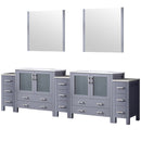 Lexora Volez 108" W x 18.25" D Double Bath Vanity with Side Cabinets White Ceramic Top and 34" Mirrors