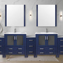 Lexora Volez 108" W x 18.25" D Double Bath Vanity with Side Cabinets White Ceramic Top and 34" Mirrors