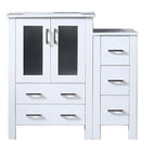 Lexora Volez 36" W x 18.25" D Single Bath Vanity with Side Cabinet and White Ceramic Top