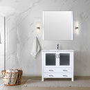 Lexora Volez 36" W x 18.25" D Bath Vanity with White Ceramic Top and Faucet Set