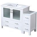 Lexora Volez 48" W x 18.25" D Single Bath Vanity with Side Cabinet White Ceramic Top