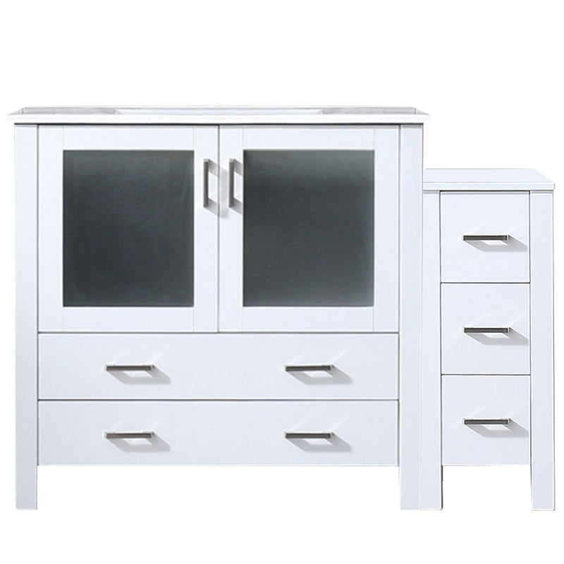 Lexora Volez 48" W x 18.25" D Single Bath Vanity with Side Cabinet White Ceramic Top