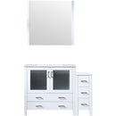 Lexora Volez 48" W x 18.25" D Single Bath Vanity with Side Cabinet and White Ceramic Top 34" Mirror