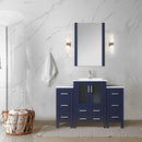 Lexora Volez 48" W x 18.25" D Single Bath Vanity with Side Cabinet and White Ceramic Top 34" Mirror